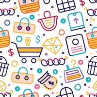 shopping seamless pattern with colorful icons vector