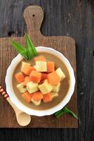 Top View Kolak Pisang Ubi or Banana and Sweet Potato Compote photo