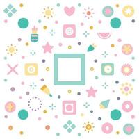 a square frame with various icons and other items vector