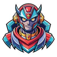 a cartoon character with a helmet and red and blue armor vector