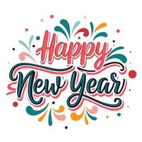 happy new year text with colorful lettering vector
