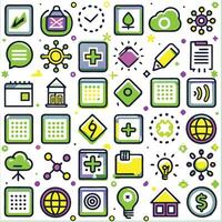 a set of colorful icons for a website vector