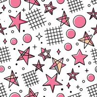 seamless pattern with pink stars and dots vector