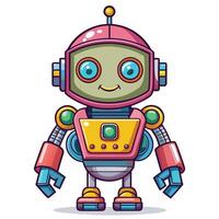 cartoon robot with colorful eyes and a smile vector