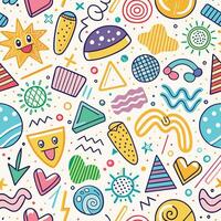seamless pattern with colorful objects and shapes vector