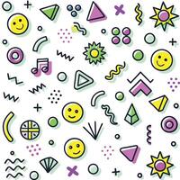 seamless pattern with colorful retro style icons vector