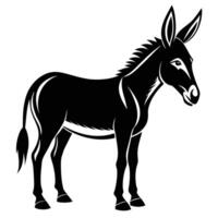 a black and white donkey on a white background vector