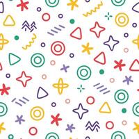 seamless pattern with colorful geometric shapes and stars vector