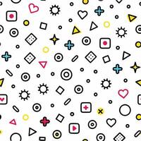 a colorful pattern with geometric shapes and hearts vector
