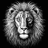lion head in a black and white drawing style vector