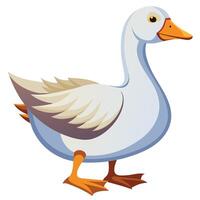 a cartoon white goose standing on a white background vector
