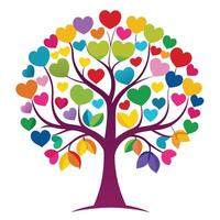 a colorful tree with many hearts on it vector