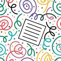 a sheet of paper with colorful swirls and lines vector