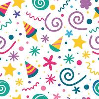 seamless pattern with party hats and confetti vector
