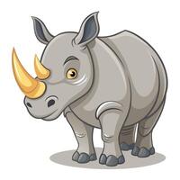 a cartoon rhino with horns standing on a white background vector
