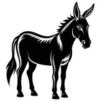 a black and white donkey silhouette on a white background vector