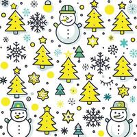 a christmas pattern with snowmen and trees vector