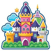 a cartoon castle with a castle on top vector