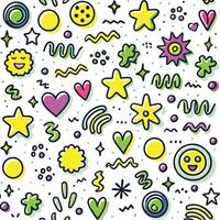 a colorful pattern with stars, hearts and other objects vector