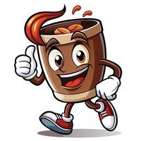 cartoon coffee can running with thumbs up illustration with simple gradients on white background vector
