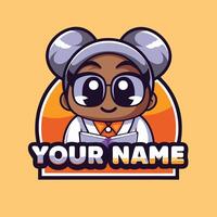 a cartoon character with glasses and a name on the side vector
