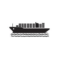 A container ship on sea icon silhouette on white background vector