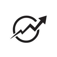 Upward trend in a circle icon silhouette on white background vector