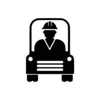 A fire service worker with car icon silhouette on white background vector