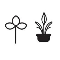 Silhouettes Flower icon set , Abstract botanical flower icon. botany floral design. vector