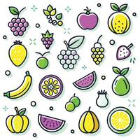 fruit icons set in line style vector