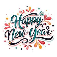 happy new year lettering design vector