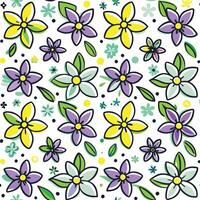 a pattern with purple and yellow flowers on it vector