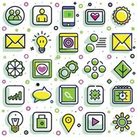 a set of colorful icons that are used for social media vector