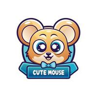 a cute mouse with a bow tie on its head vector