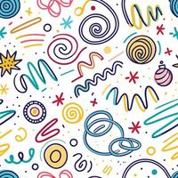 seamless pattern with colorful doodles and swirls vector