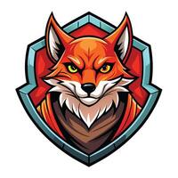 a red fox head in a shield vector