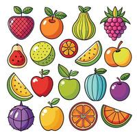 a collection of fruit icons in different colors vector
