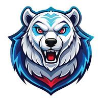 the head of a polar bear with red eyes vector