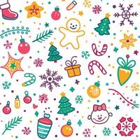 christmas seamless pattern with various objects vector
