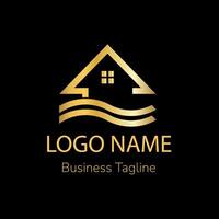 Logo Home Property Agent Gold Design Template vector