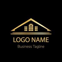 Logo House Property Agent Gold Design Template vector