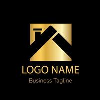 Logo House Build Gold Design Template vector