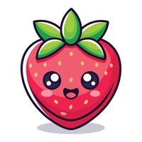 a strawberry with a green leaf on it vector