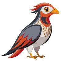 a cartoon bird with red and orange feathers vector