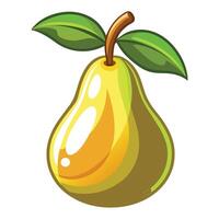 a pear with leaves on it vector