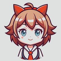 anime girl with a cat ears and a bow tie vector