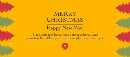 Merry Christmas and Happy New Year Minimalist template on yellow background for banner vector