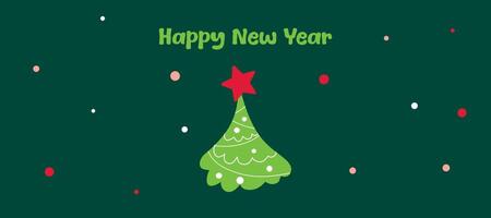 Merry Christmas and Happy New Year Cute illustrations with trees and snowflakes for greeting cards vector