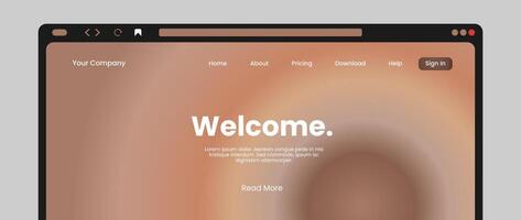 Website interface with a welcome message. Landing pages illustration with moka gradient colors. vector