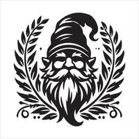 Gnome with beard and laurel wreath vector